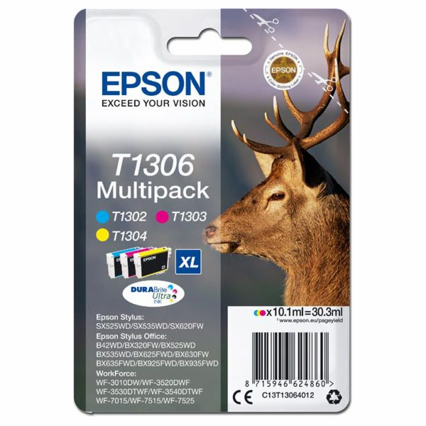 Sada inkoustů Epson T1306 CMY (T1302+T1303+T1304) (C13T13...