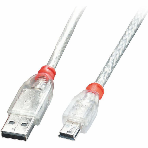 Lindy USB-A - miniUSB USB kabel 0,5 m průhledný (41781)