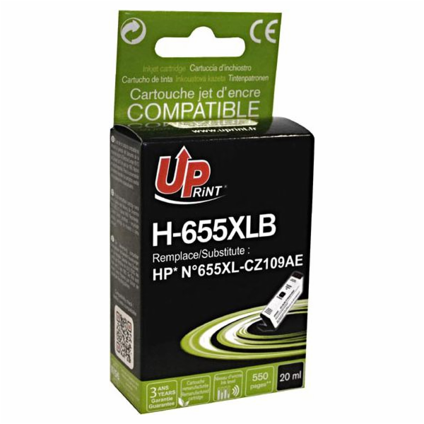 Inkoust UPrint H-655XLB / CZ109AE Ink, č. 655 (černý)