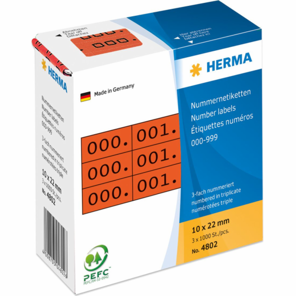 Herma samolepící etikety 3x / 10 x 22mm červeno-černá (4802)