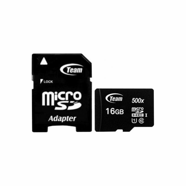 Karta TeamGroup 500x MicroSDHC 16 GB Class 10 UHS-I (TUSD...
