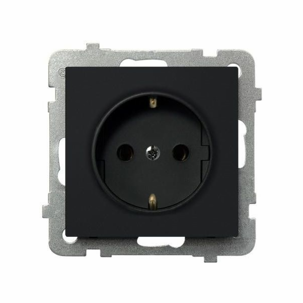 Ospel Socket Sonata single schuko černá metalíza (GP-1RS/...