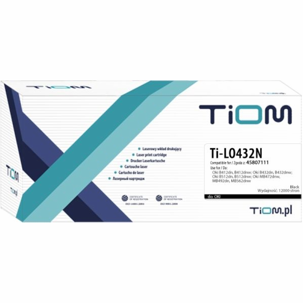Náhradní černý toner Tiom 45807111 (Ti-LO432N)