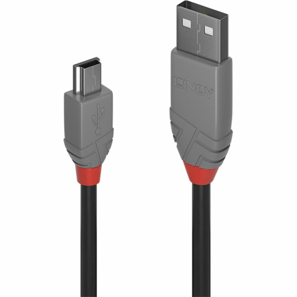 Lindy USB-A - miniUSB USB kabel 2 m šedý (36723)