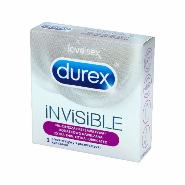 Durex Invisible Extra Lubricated Condoms 3 ks