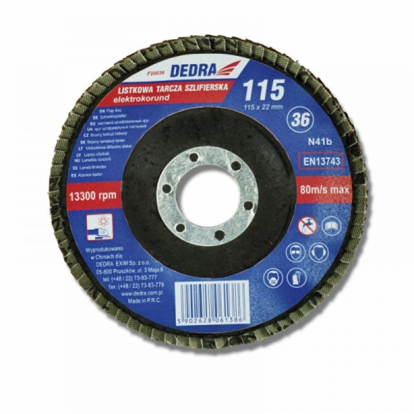 Dedra Flap brusný kotouč 125x22mm zrnitost 36 (F21036)