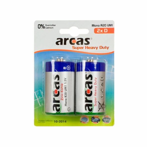 Baterie Arcas Super Heavy Duty D / R20 2 ks.