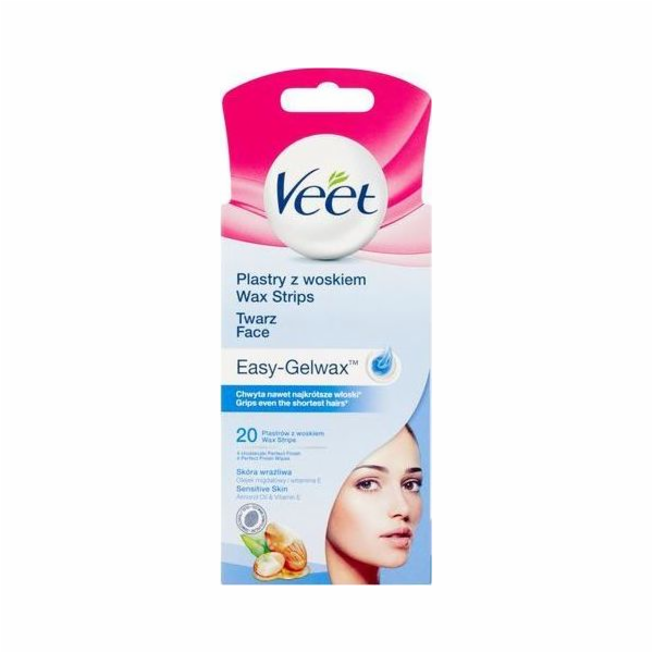 Veet Easy-Gelwax proužky s voskem na depilaci obličeje 20 ks