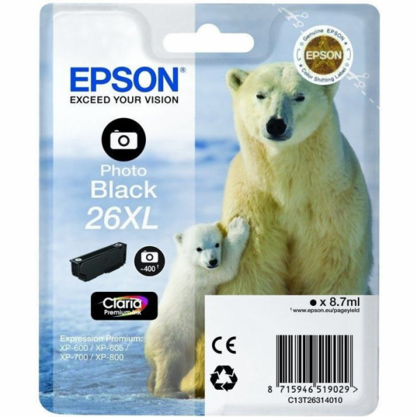 Inkoust Epson T263140, 26XL, foto černý (C13T26314022)