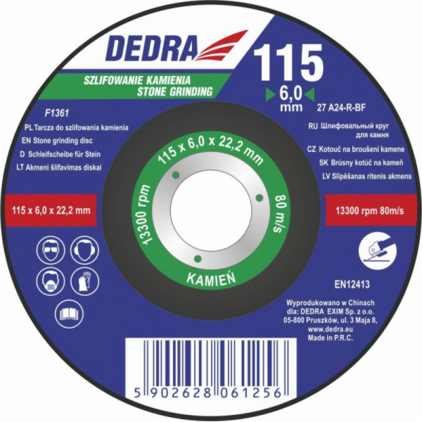 Dedra Kotouč 125x6,0x22,2mm na broušení kamene - F1362