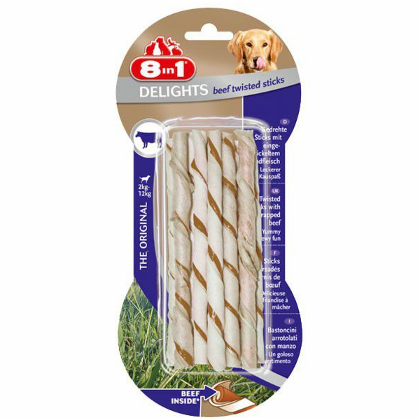 8v1 8v1 Delights Beef Twisted Sticks 10 ks.