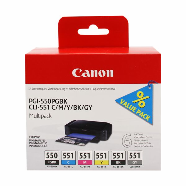 Inkoust Canon PGI-550/CLI-551 / 6496B005 (azurová, purpur...