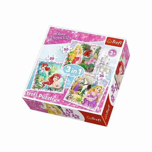 Trefl Puzzle 3v1 Rapunzel, Aurora a Ariel