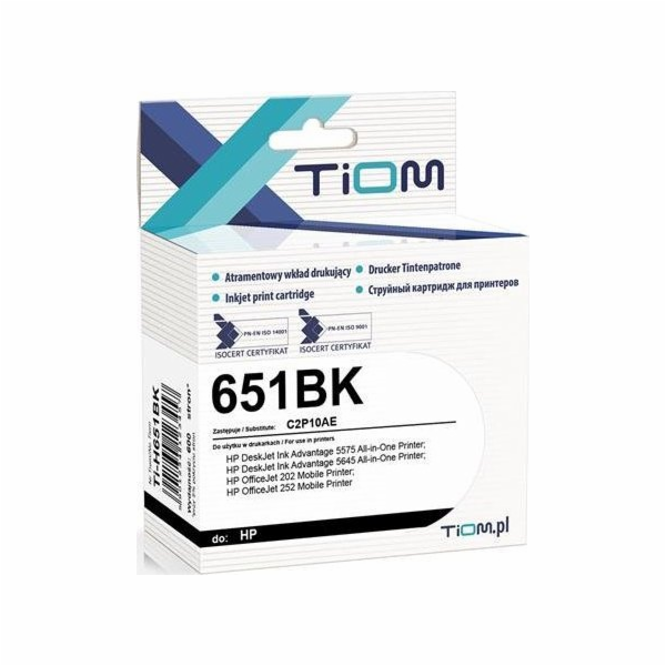 Inkoust Tiom  pro HP 651BK | C2P10AE | 22 ml | Černá