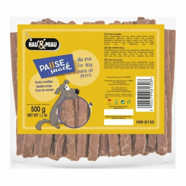 Hau&Meow Pausesnack pamlsek pro psy, králičí nudličky 500g