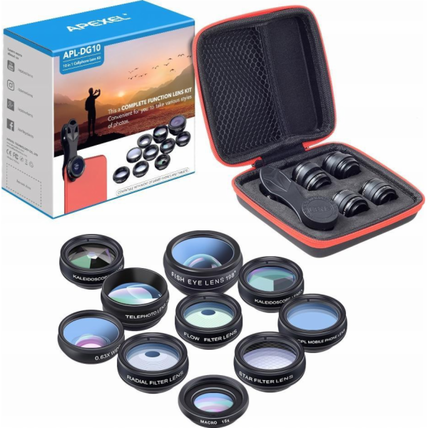 Apexel Set 10in1 Apexel Lenses Čočka pro telefon / Apl - ...