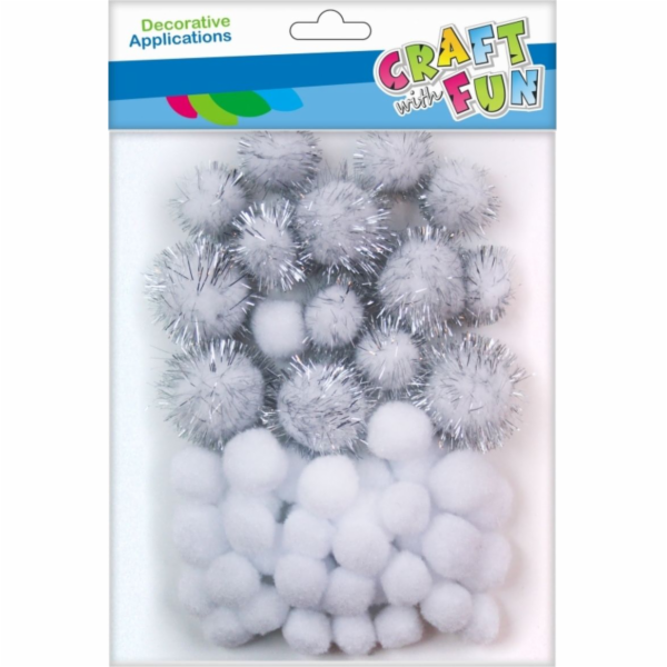 Craft with Fun CF POMPON DECKORATION 50KS/MIX WHITE GROSS...