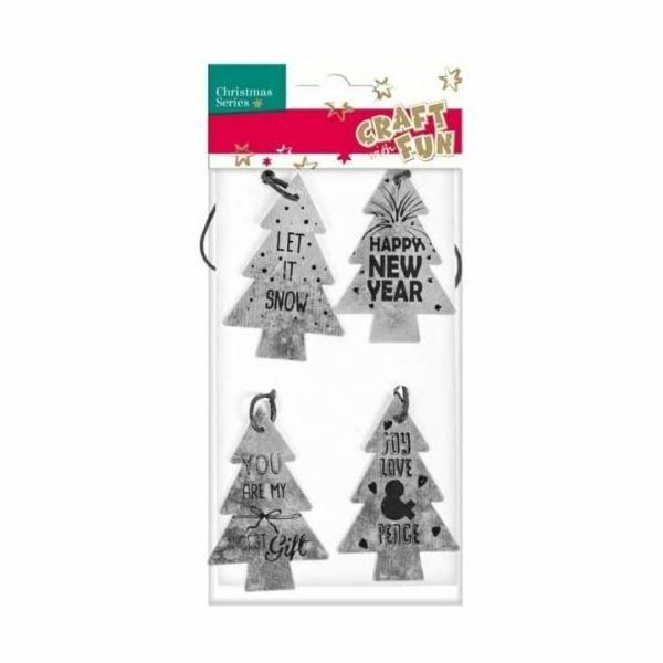 Craft with Fun Dekorativní ornament, kovový přívěsek, 4 ks.