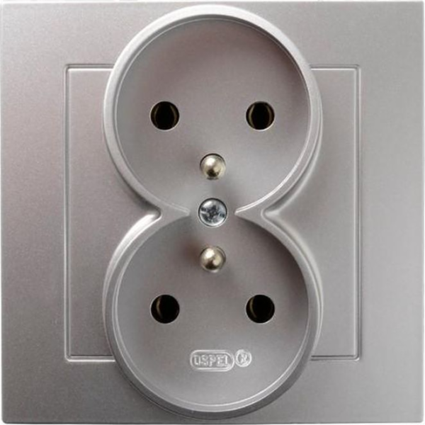 Ospel Double Socket Z/U KPL Silver AS OSPEL
