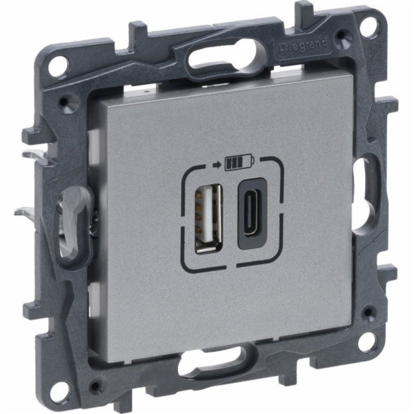 Legrand USB zásuvka Legrand Niloe Step 863340 A+C hliník