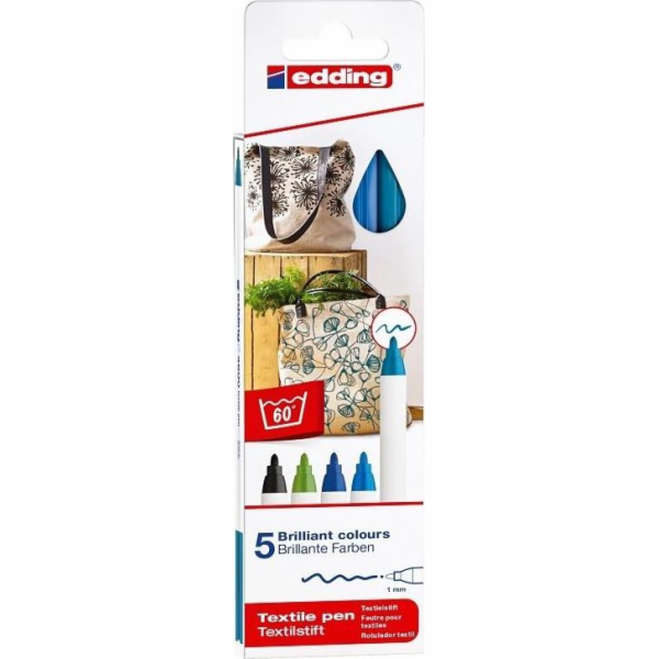 Značkovače Edding Fabric, 5 barev, chladící pouzdra EDDING