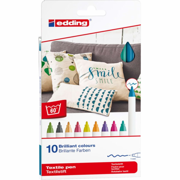 Edding edding Barevné fixy na látky, 10 ks, 4600