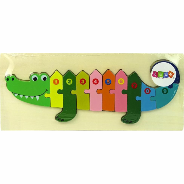 Lean Sport Dřevěné Puzzle Set Krokodýlí čísla