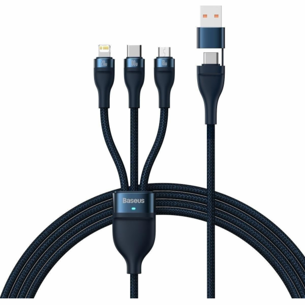 Baseus USB kabel USB-A + USB-C - USB-C + microUSB + Light...