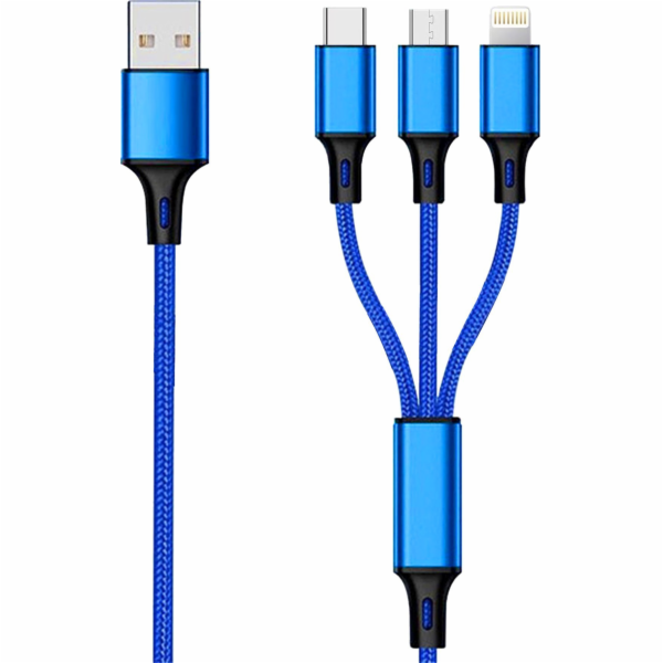 USB 2GO USB-A - USB-C + microUSB + Lightning kabel 1,5 m ...