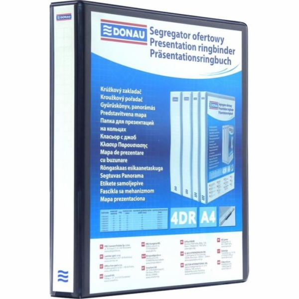 Sponky 4kroužkový pořadač A4 100mm černá (DON256)