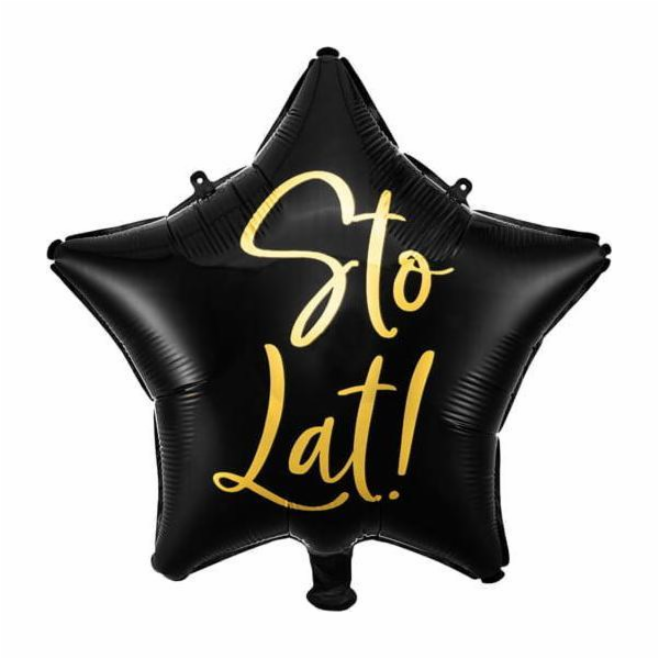 Party Deco Foil balónek Sto Lat!, 40 cm, černý