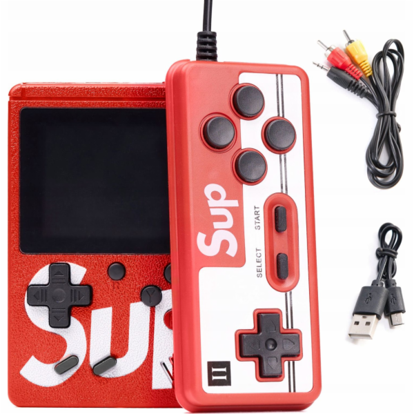 Herní konzole Mini RETRO Sup 400 červená + podložka