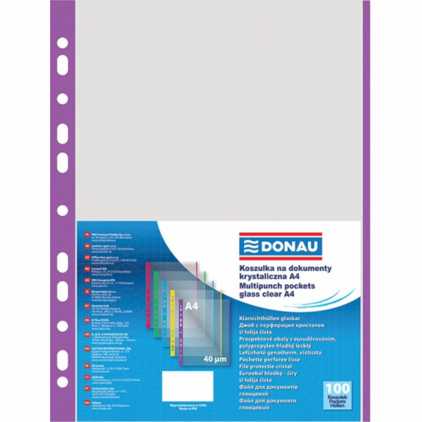 DONAU obaly na dokumenty, PP, A4, krystal, 40 mikronů, ba...