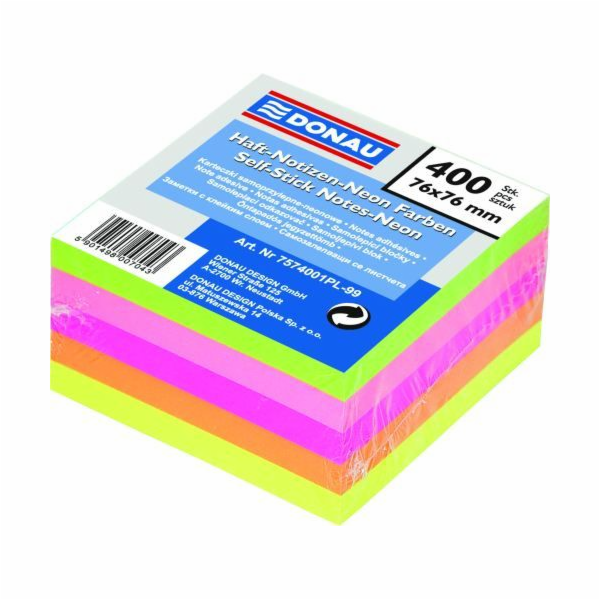 Donau Sticky notes 76x76mm neonové 400 karet. (14K040X)