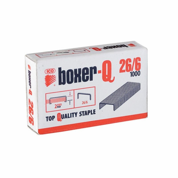 ICO Staples Boxer 26/6, pozinkovaný, 1000 kusů (ISAXBQ26/6)