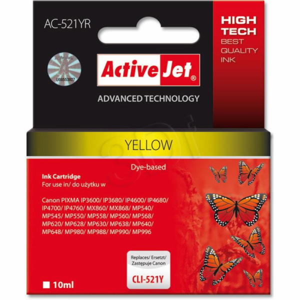 Activejet inkoust AC-521YR / CLI-521Y (žlutý)