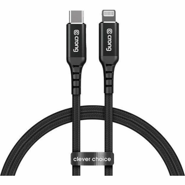 Crong USB-C – Lightning kabel 1,5 m černý (CRG-AL15USCL-BLK)