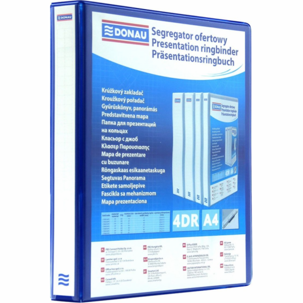 Pořadač Donau 4kroužkový A4 44mm modrý