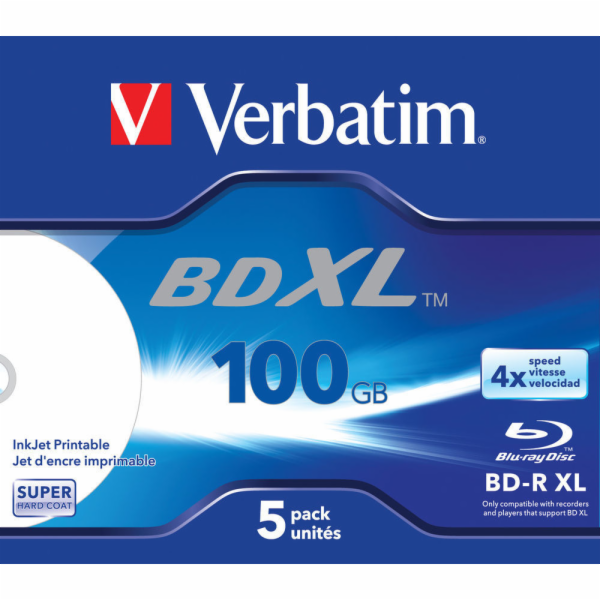 Verbatim BD-R XL 100GB 4x, jewel, 5ks (43789)