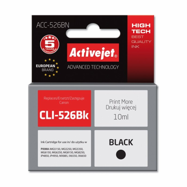Activejet inkoust ACC-526BN (Canon CLI-526Bk náhradní; Su...