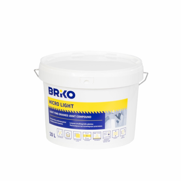 Lehký, jemnozrnný tmel Briko Micro Light, 10 l