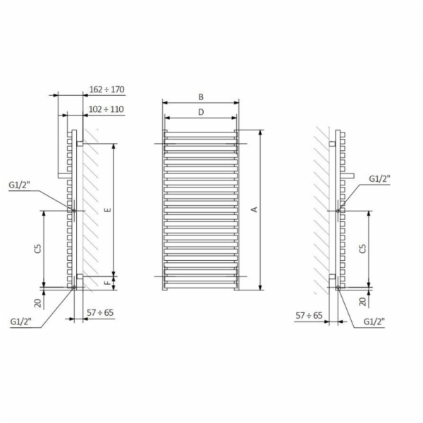 Elektrický sušák ručníků CITY ONE, grafit sp.