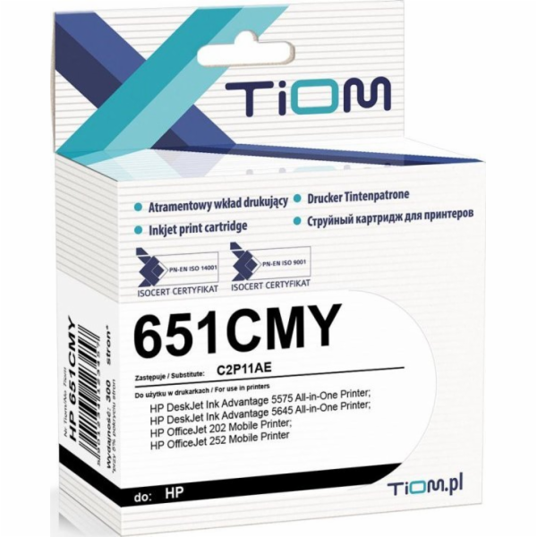 Inkoust Tiom  pro HP 651CMY | C2P11AE | 20 ml | barva