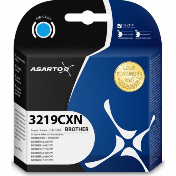 Inkoust Asarto  pro Brother 3219CXN | LC3219XLC | 1500 st...