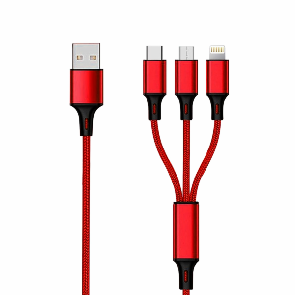 USB 2GO USB-A - USB-C + microUSB + Lightning kabel 1,5 m ...