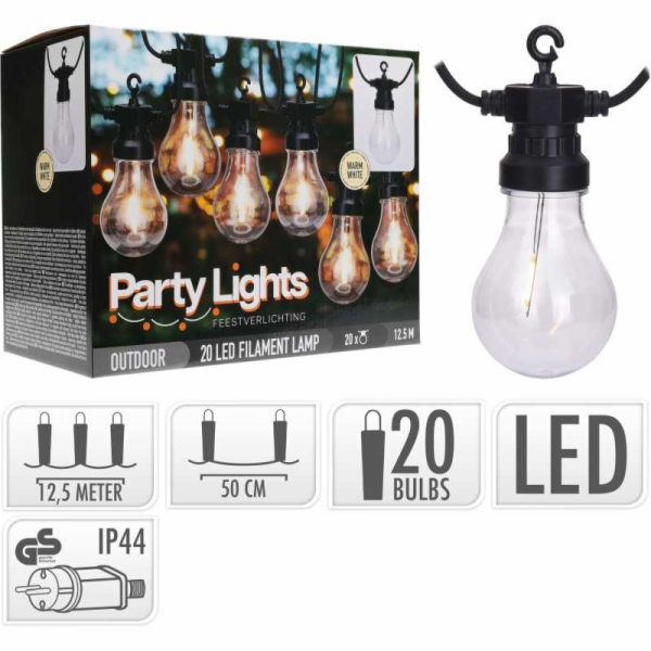 Světelný řetěz LED PARTY 20 žárovek 12,5m KO-LE2100180