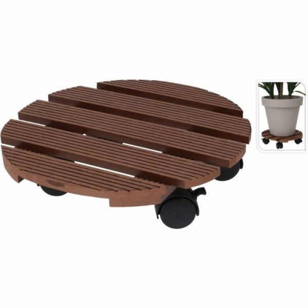 Podstavec pod květináč s kolečky 29cm hnědý KO-X64000050
