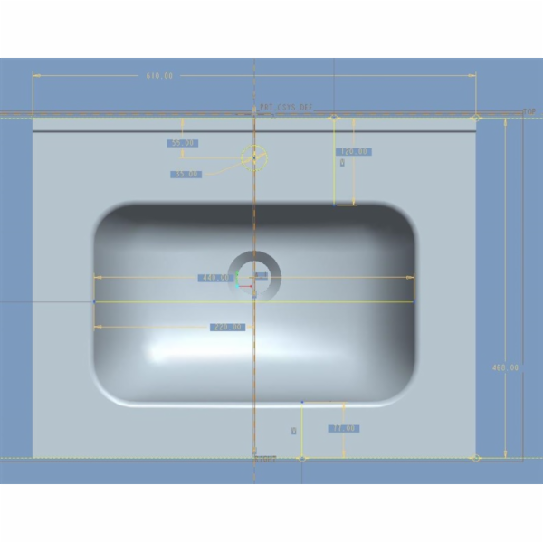 Umyvadlo DOMOLETTI ACB7860, vestavné, 600×460 mm