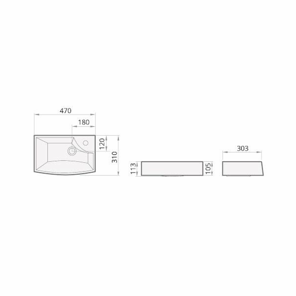 Umyvadlo PAA MINI STEP, 470×310 mm