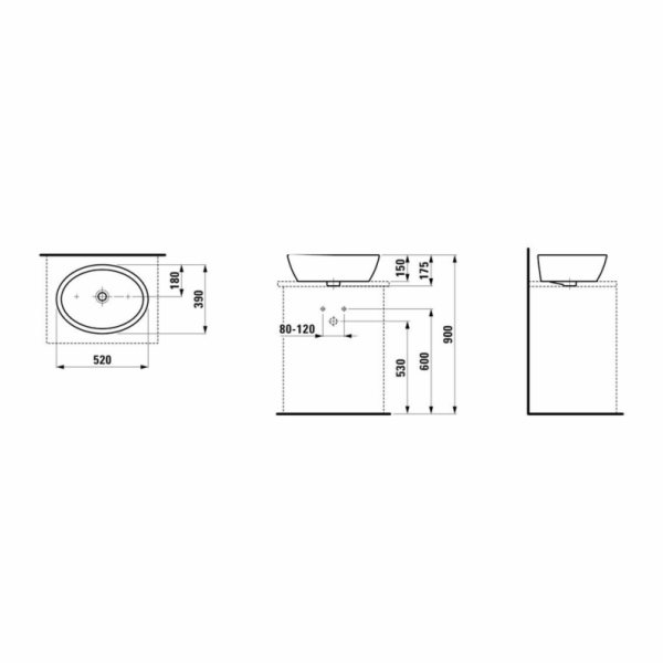 Umyvadlo LAUFEN PRO 8.1296.4.000.109.1, 520×390 mm